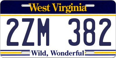 WV license plate 2ZM382