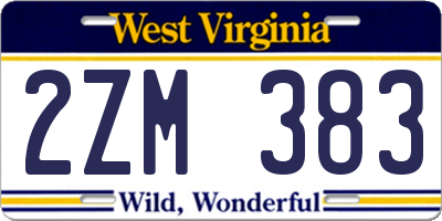 WV license plate 2ZM383