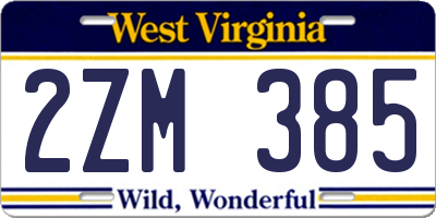 WV license plate 2ZM385