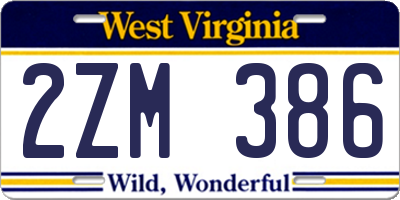 WV license plate 2ZM386