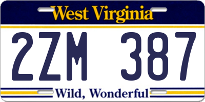 WV license plate 2ZM387