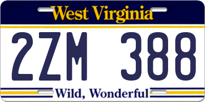 WV license plate 2ZM388
