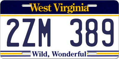 WV license plate 2ZM389