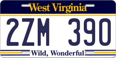 WV license plate 2ZM390