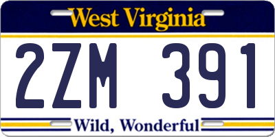WV license plate 2ZM391