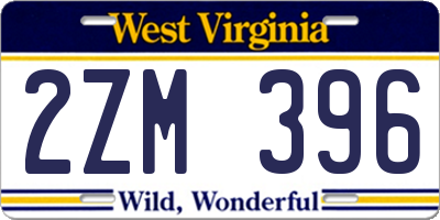 WV license plate 2ZM396