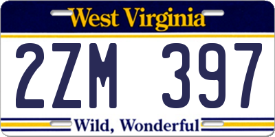 WV license plate 2ZM397