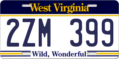 WV license plate 2ZM399