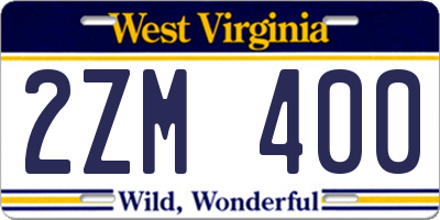 WV license plate 2ZM400