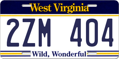 WV license plate 2ZM404