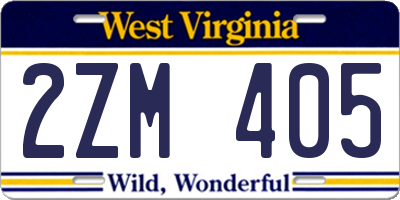 WV license plate 2ZM405