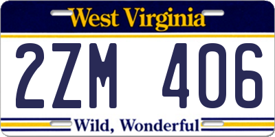 WV license plate 2ZM406