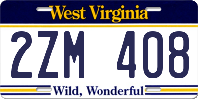 WV license plate 2ZM408