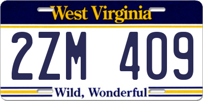 WV license plate 2ZM409