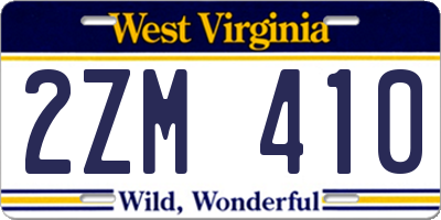 WV license plate 2ZM410