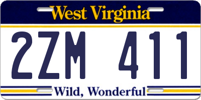 WV license plate 2ZM411