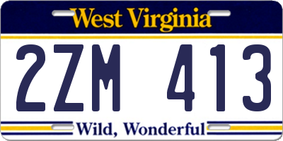 WV license plate 2ZM413