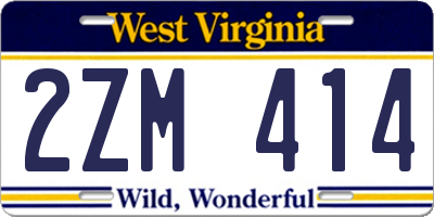 WV license plate 2ZM414