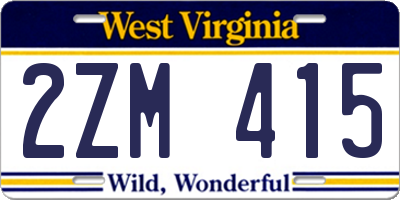 WV license plate 2ZM415