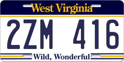 WV license plate 2ZM416