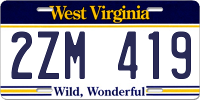 WV license plate 2ZM419