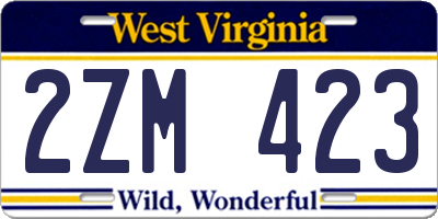 WV license plate 2ZM423