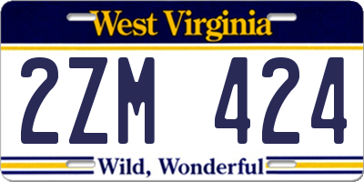 WV license plate 2ZM424