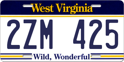 WV license plate 2ZM425