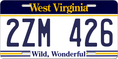 WV license plate 2ZM426