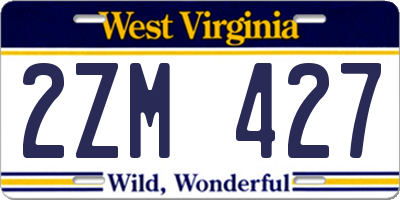 WV license plate 2ZM427