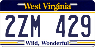 WV license plate 2ZM429