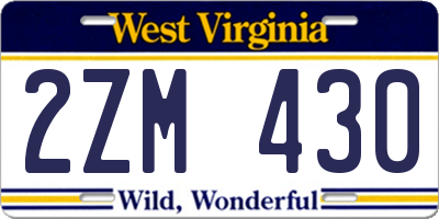 WV license plate 2ZM430