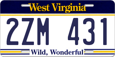 WV license plate 2ZM431