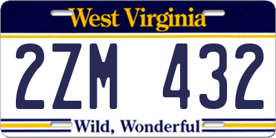 WV license plate 2ZM432