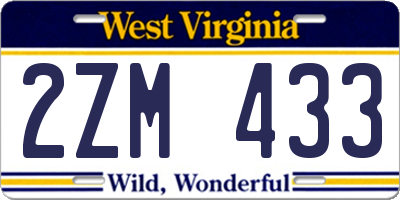 WV license plate 2ZM433