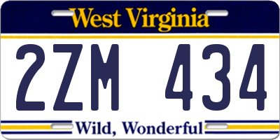 WV license plate 2ZM434
