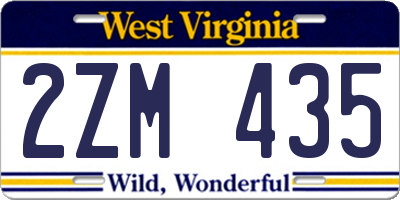 WV license plate 2ZM435