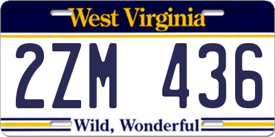 WV license plate 2ZM436