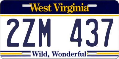 WV license plate 2ZM437