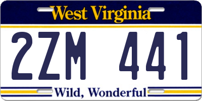 WV license plate 2ZM441