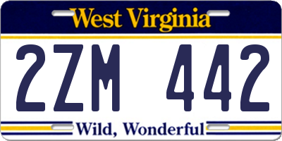 WV license plate 2ZM442