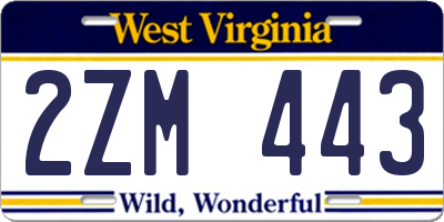 WV license plate 2ZM443