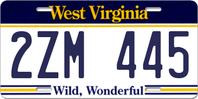 WV license plate 2ZM445