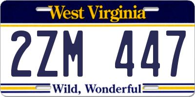 WV license plate 2ZM447