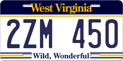 WV license plate 2ZM450