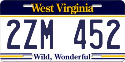 WV license plate 2ZM452