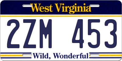WV license plate 2ZM453