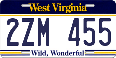 WV license plate 2ZM455