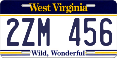 WV license plate 2ZM456