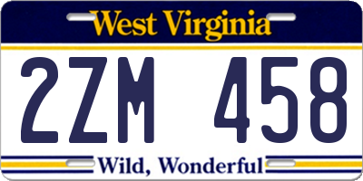 WV license plate 2ZM458
